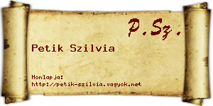 Petik Szilvia névjegykártya